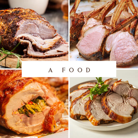 A collage of roasted meats.