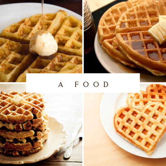 A collage of waffles.