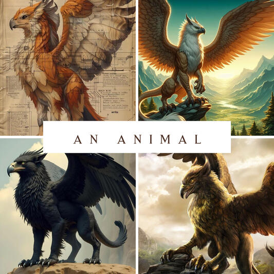 A collage of gryphon/griffin images
