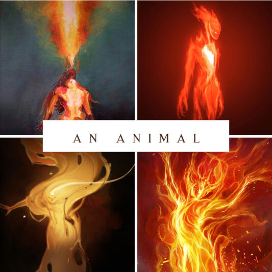 A collage of fire spirit images.